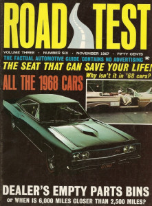 ROAD TEST MAGAZINE 1967 NOV - NEW AMERICAN CARS, KINEMATIC SAFETY SEAT SYSTEM